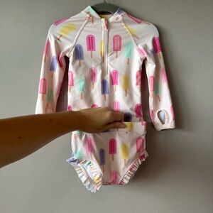 Monica + Andy Girls Pink Popsicle Long‎ Sleeve Two Piece Swimsuit 9-12 months
